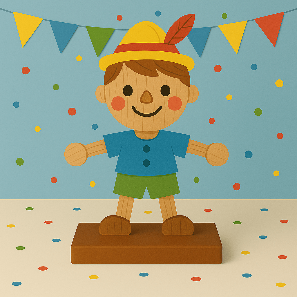 Handmade Pinocchio birthday centerpiece and party decoration supplies