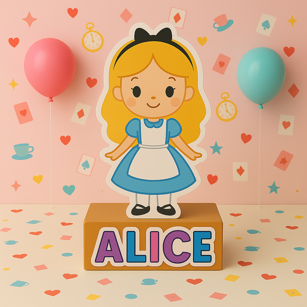 Alice in Wonderland birthday decorations handmade foam centerpieces, party cutouts and toppers for tea party themed celebrations