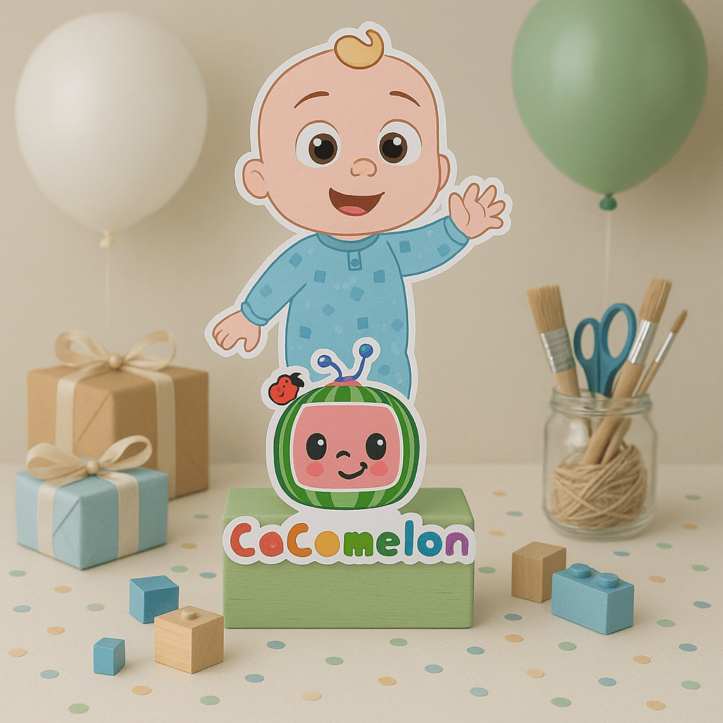 Handmade Cocomelon birthday decorations centerpiece