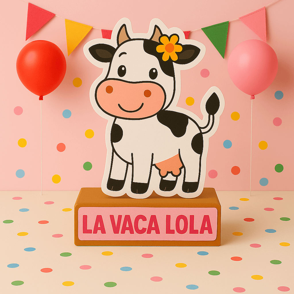 Handmade Cow birthday decorations foam centerpiece, barnyard farm animal cutouts & toppers for kids 1st birthday party.