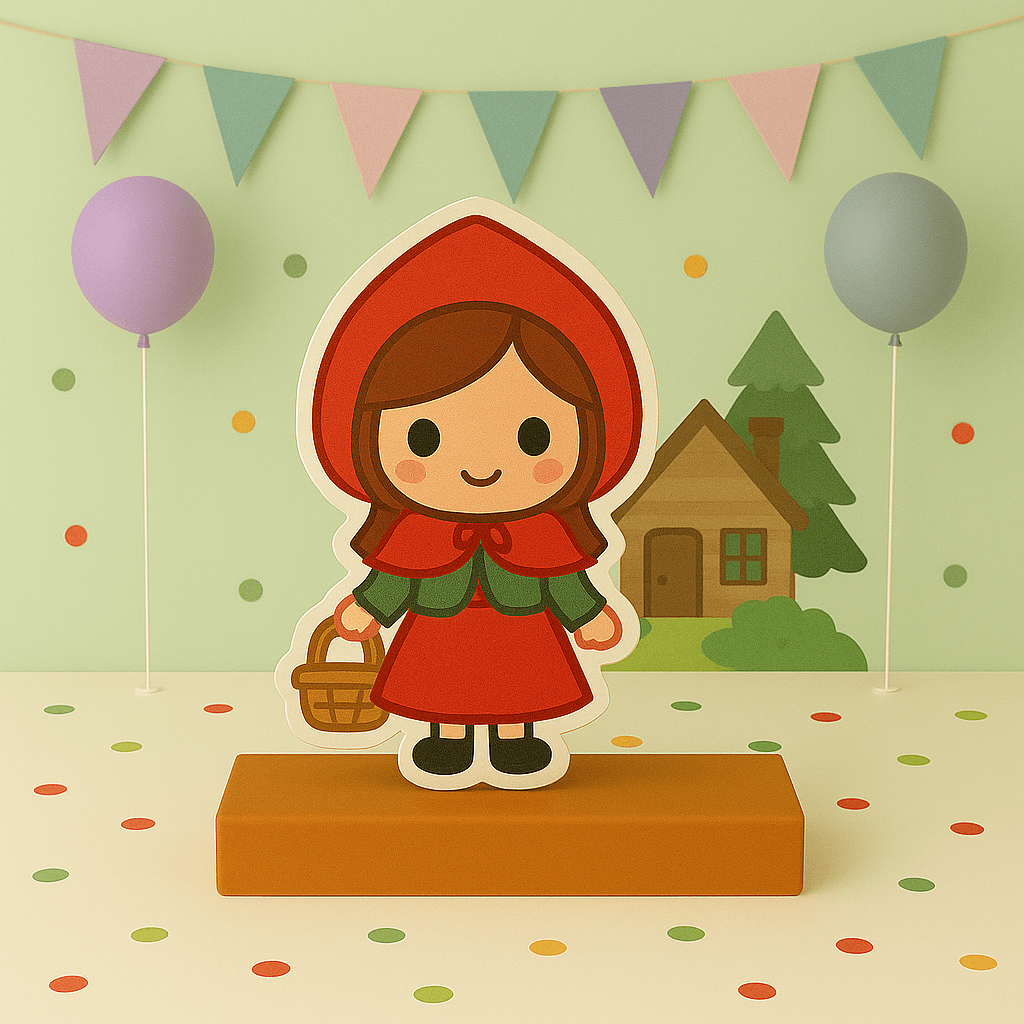 Red Riding Hood birthday decorations with centerpiece and cake topper for themed party