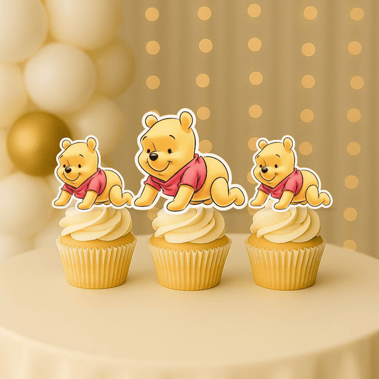 Baby Pooh crawling cupcake topper printed on glossy photo paper