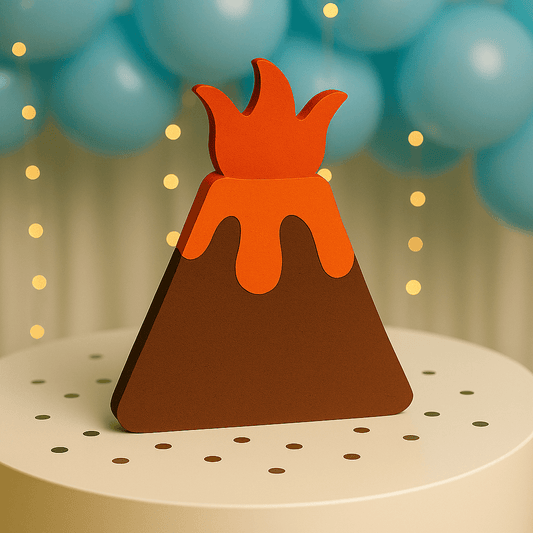 Foam dinosaur volcano centerpiece for birthday party
