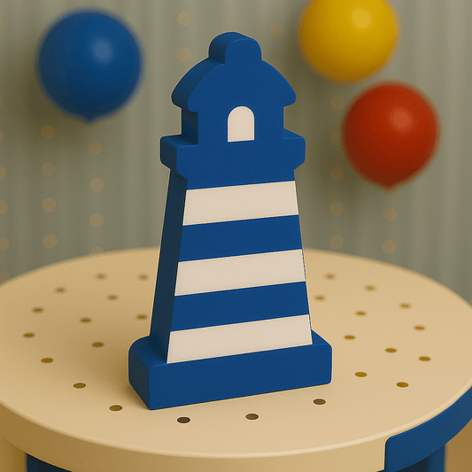 Foam lighthouse cutout centerpiece for nautical birthday or sailor themed parties