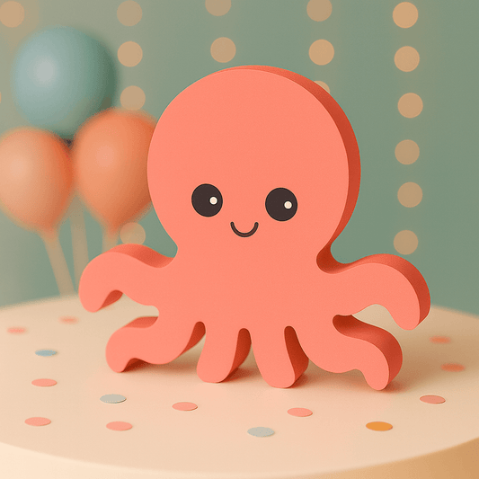 Nautical octopus centerpiece handmade from painted foam for sailor and beach theme birthday decorations