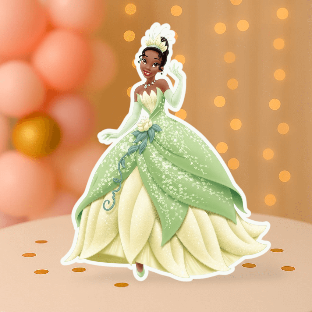 green emerald velvet dress Princess Tiana Cutout Centerpiece – Birthday Decorations – Centerpieces  Cutouts